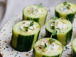 Bouchées de concombre farcies au chèvre et Kiri